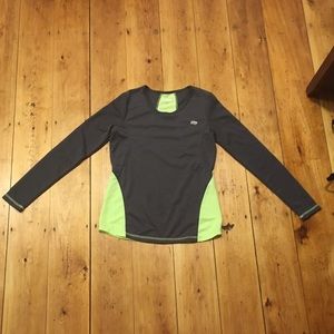 Gray/lime green athletic long sleeved top